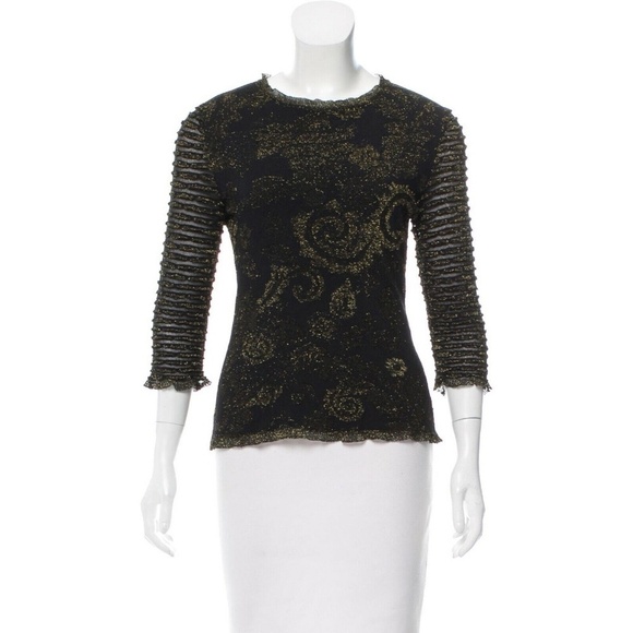 CHRISTIAN LACROIX Black Gold Metallic Sweater Top​ - Picture 1 of 5
